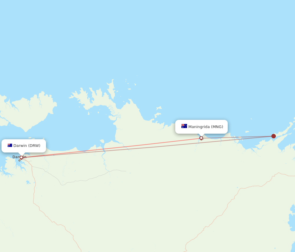 MNG to DRW flights and routes map