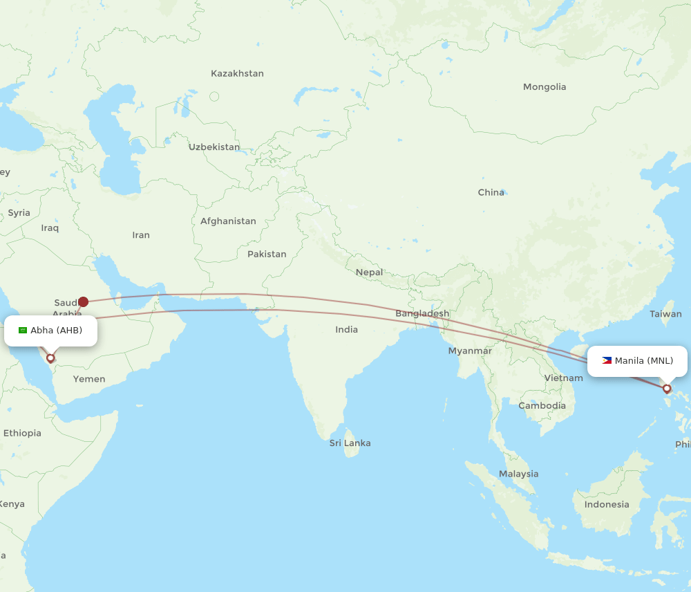 MNL to AHB flights and routes map