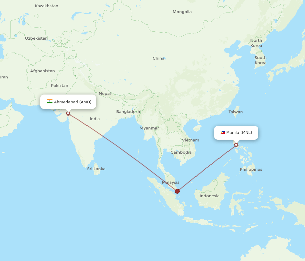 MNL-AMD flight routes