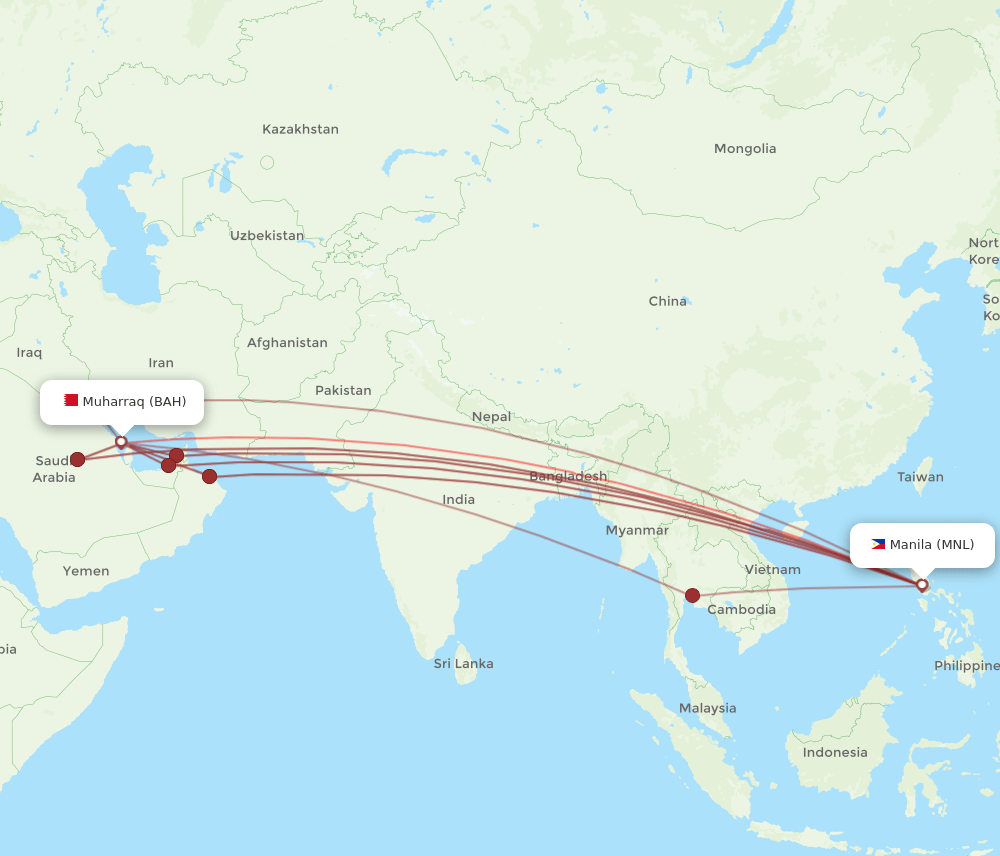 MNL-BAH flight routes