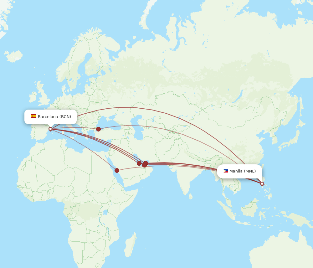 MNL-BCN flight routes