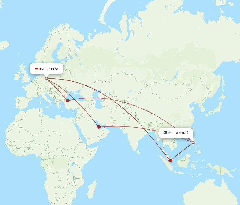 MNL to BER flights and routes map