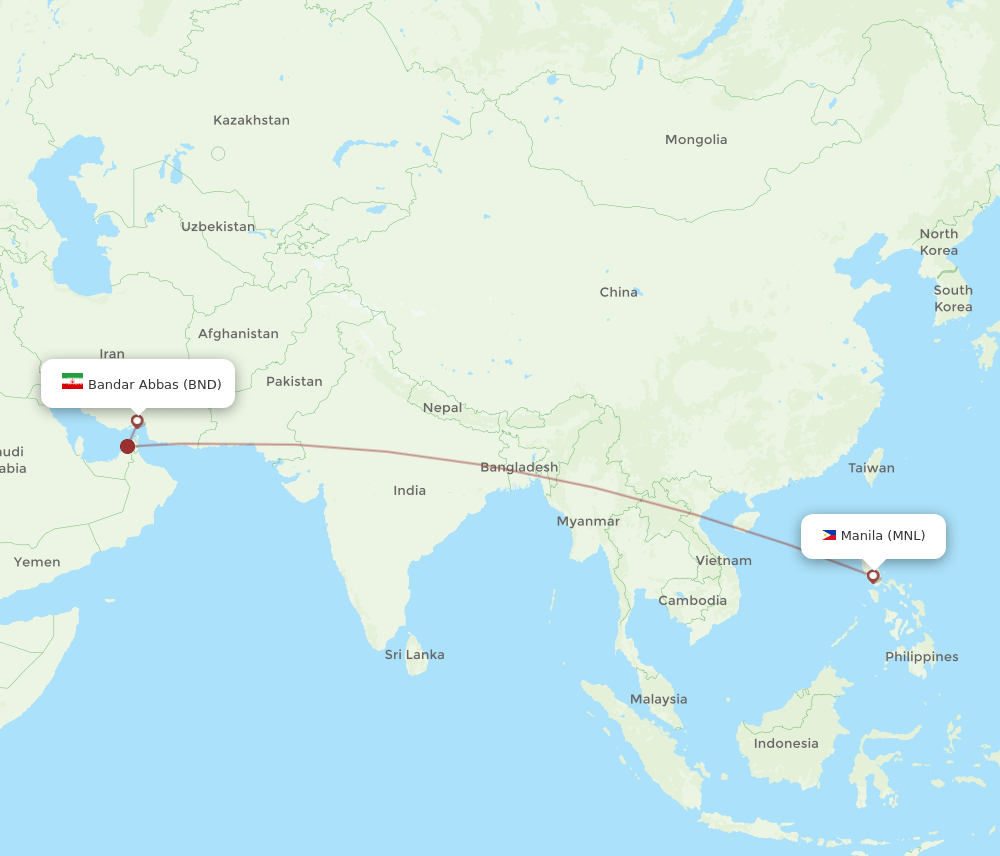 MNL to BND flights and routes map