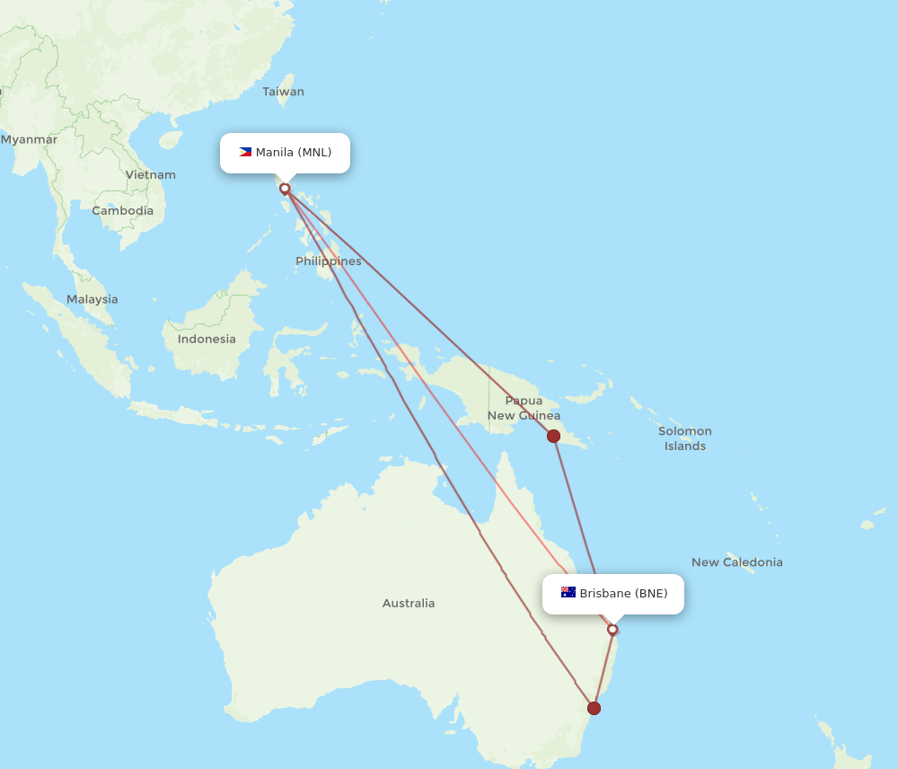 MNL-BNE flight routes