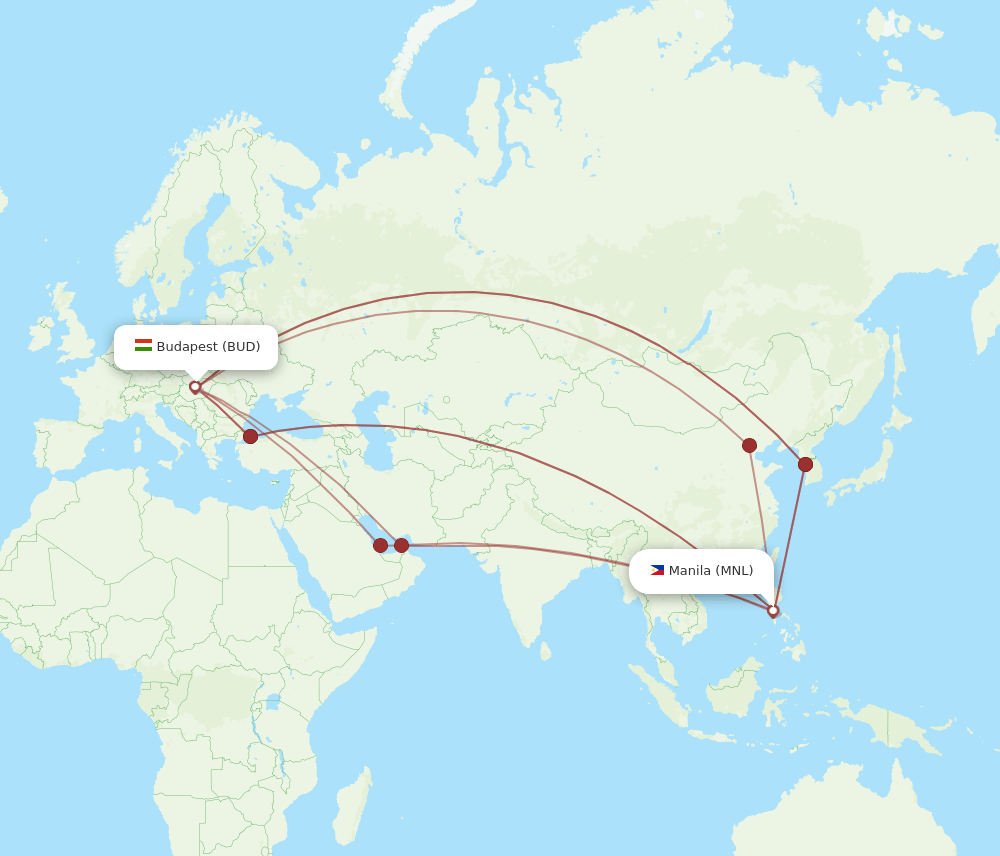 MNL-BUD flight routes
