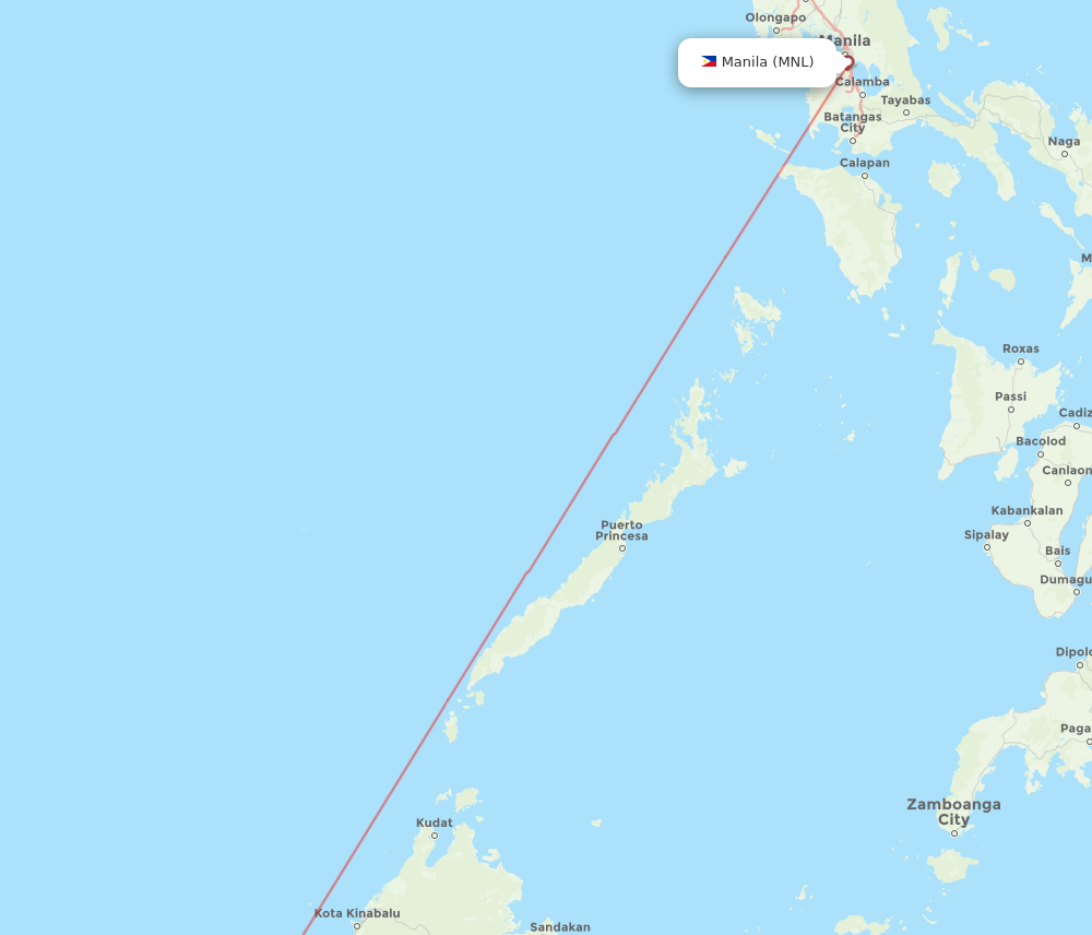 Manila - Bandar Seri Begawan route map and flight paths