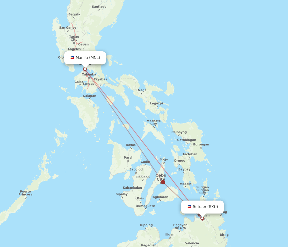 MNL-BXU flight routes