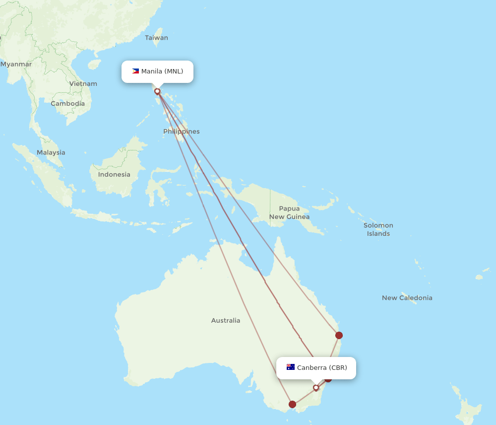 MNL-CBR flight routes