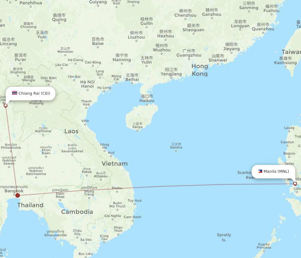 MNL to CEI flights and routes map