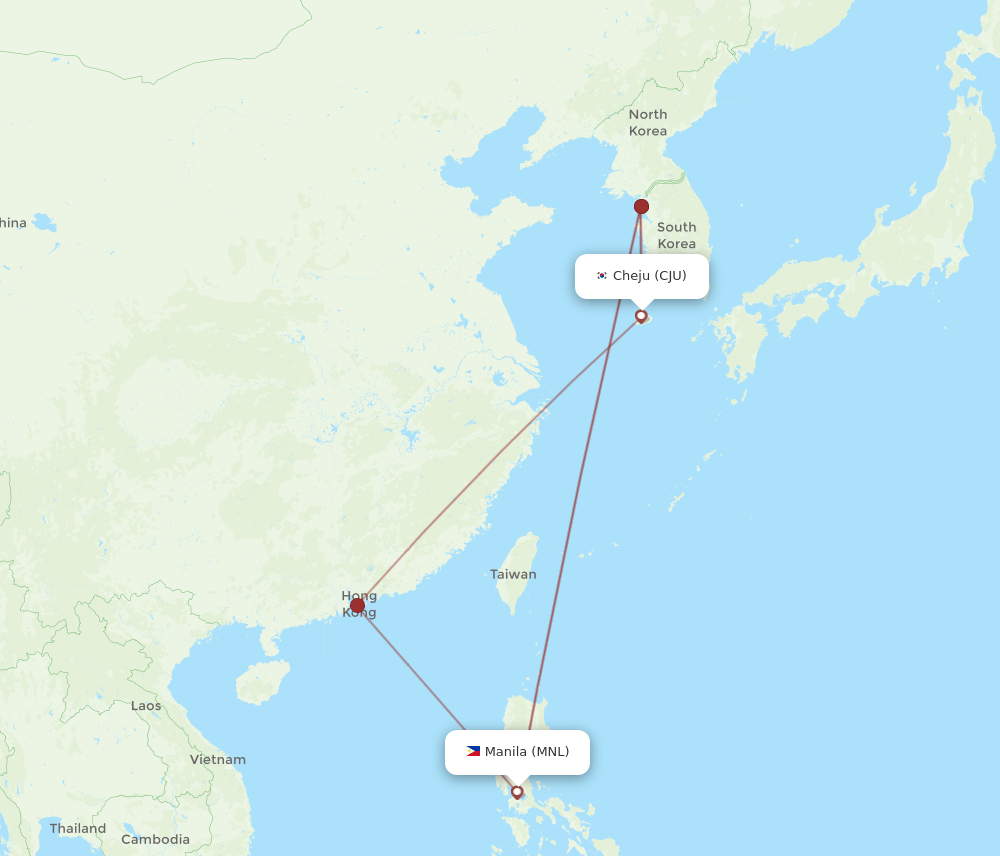 MNL to CJU flights and routes map