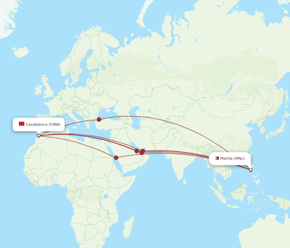 MNL to CMN flights and routes map