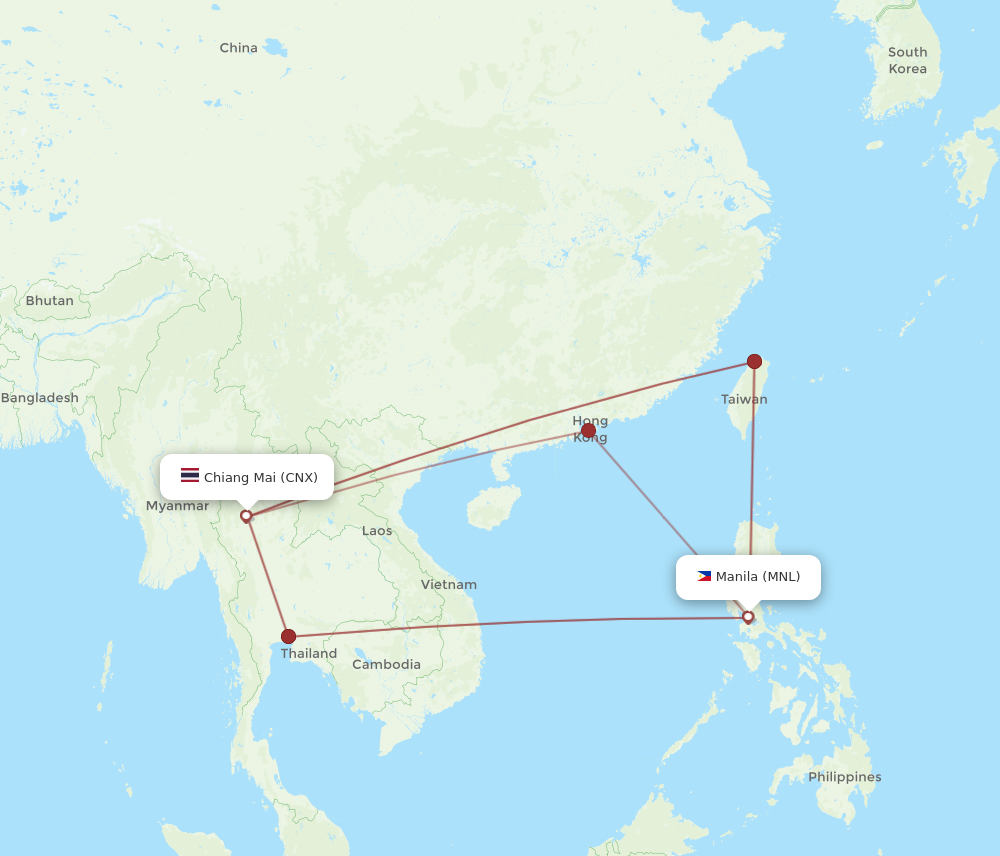 MNL to CNX flights and routes map
