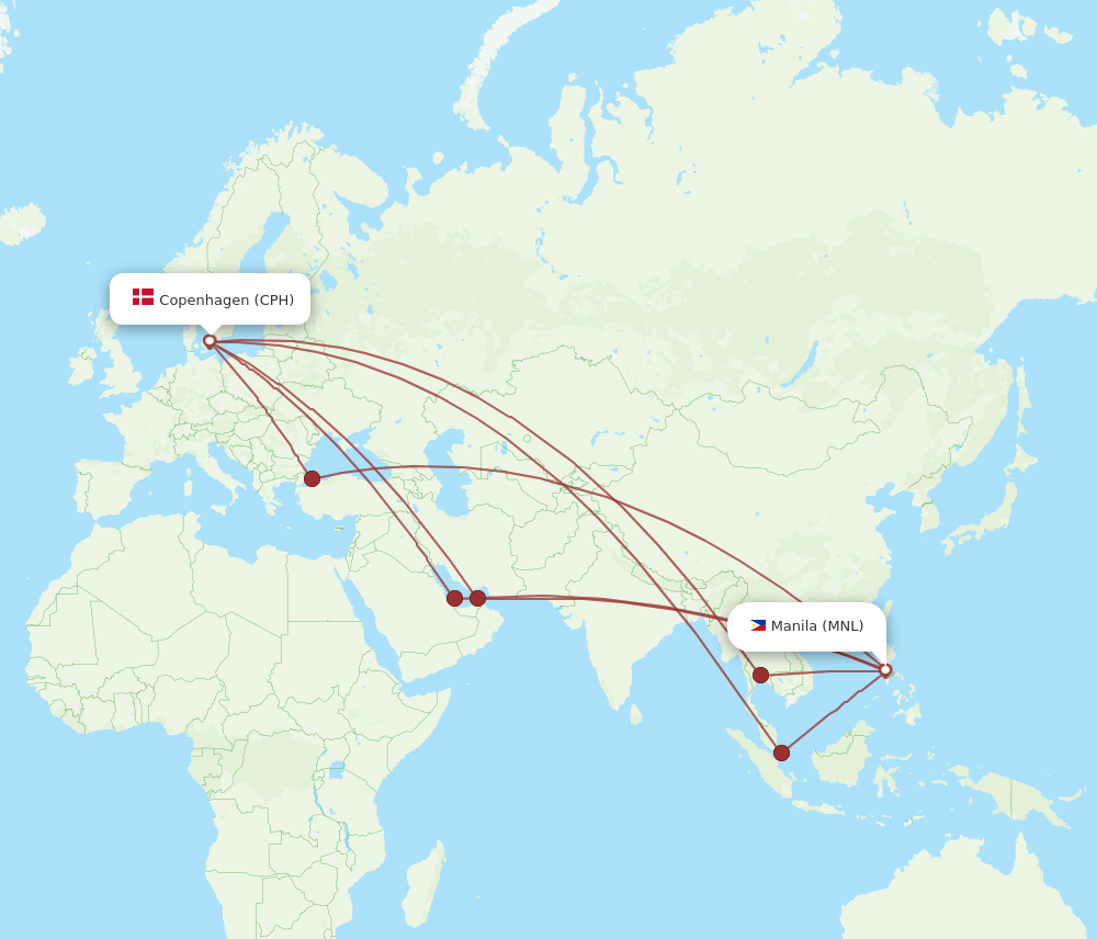MNL-CPH flight routes