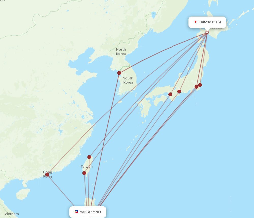 MNL to CTS flights and routes map