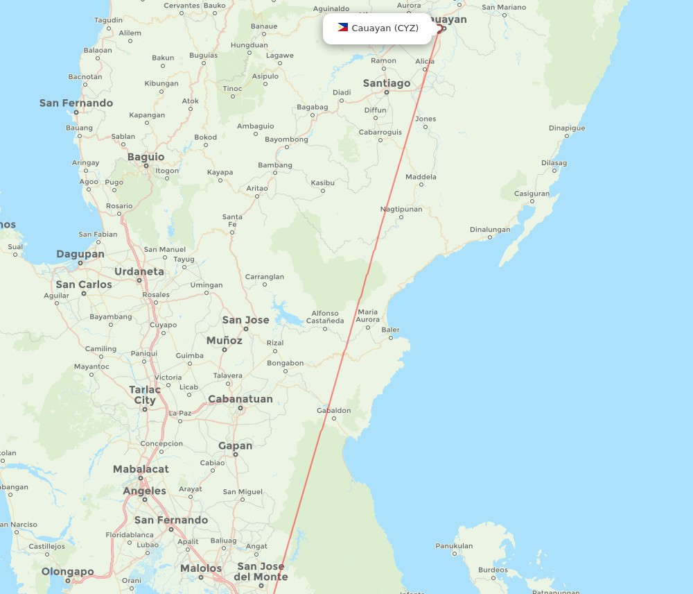 Manila - Cauayan route map and flight paths