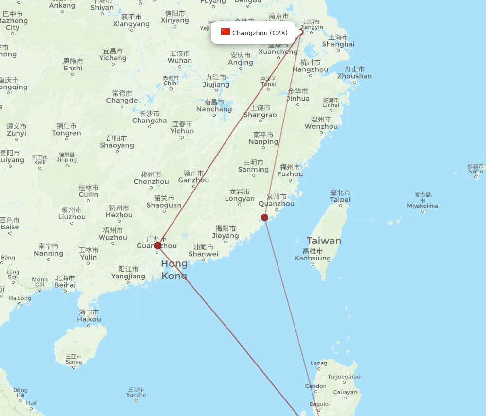 MNL-CZX flight routes