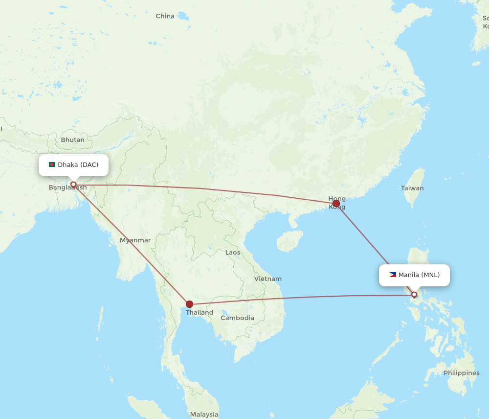 MNL to DAC flights and routes map