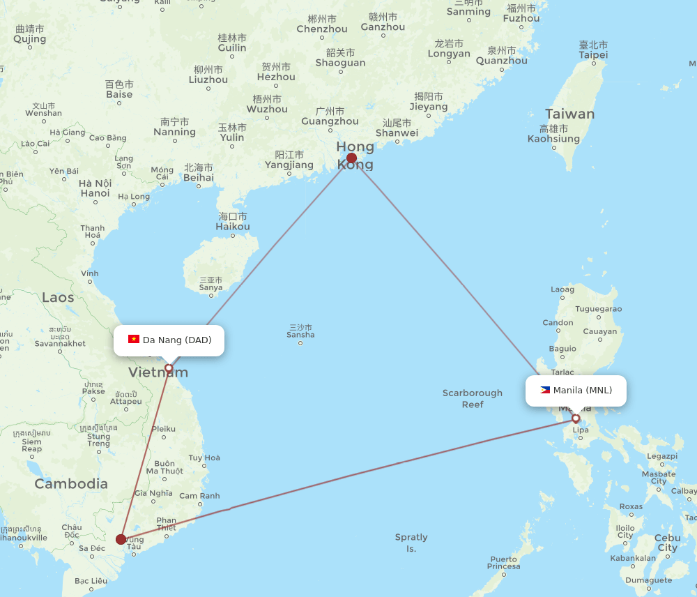 MNL-DAD flight routes