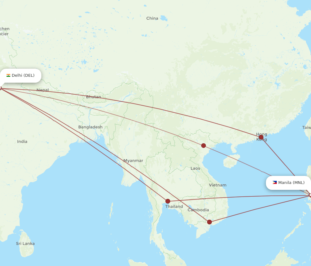MNL-DEL flight routes