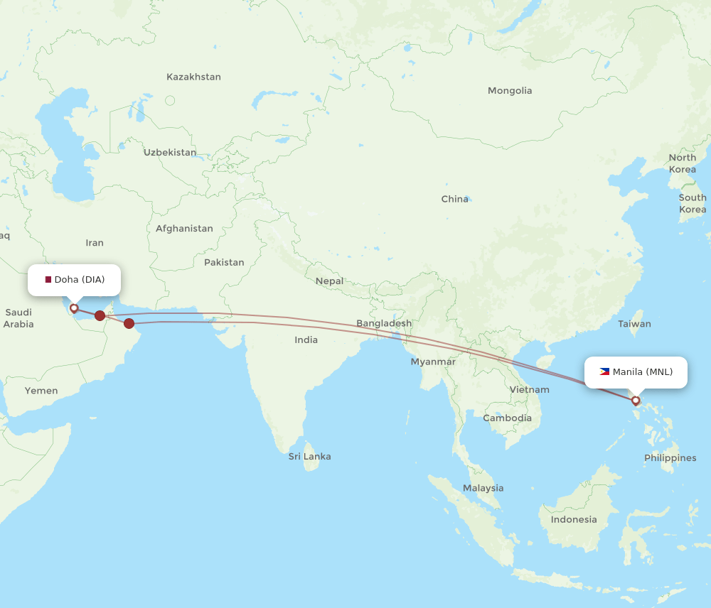 MNL to DIA flights and routes map