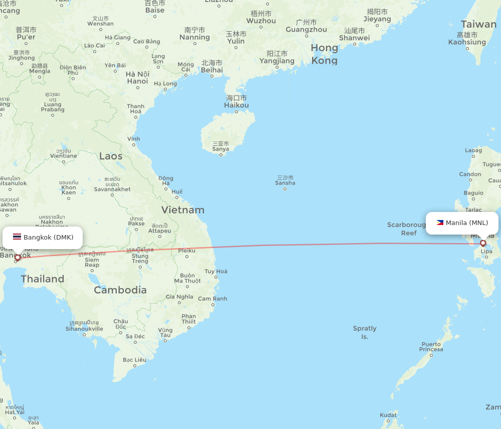 MNL to DMK flights and routes map