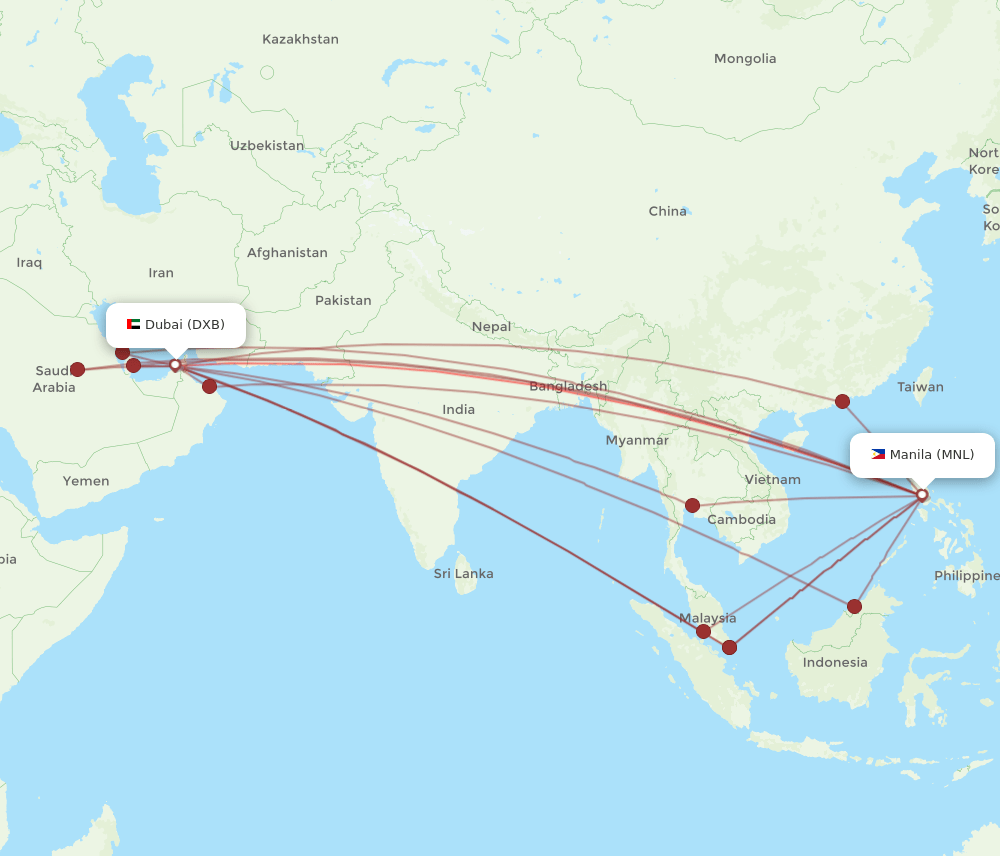 MNL-DXB flight routes