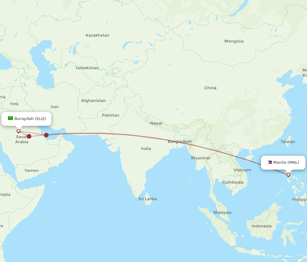 MNL to ELQ flights and routes map