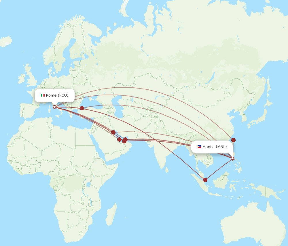 MNL to FCO flights and routes map
