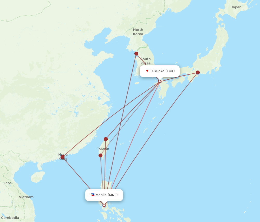 MNL to FUK flights and routes map