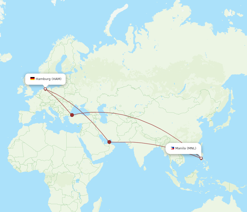 MNL-HAM flight routes