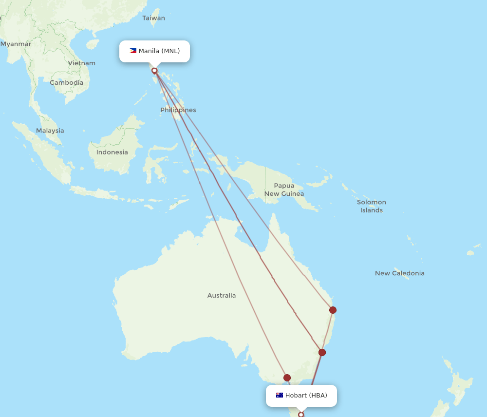 MNL-HBA flight routes