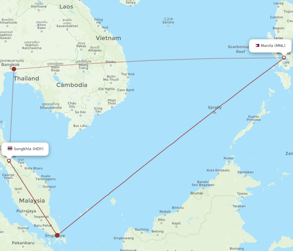 MNL-HDY flight routes
