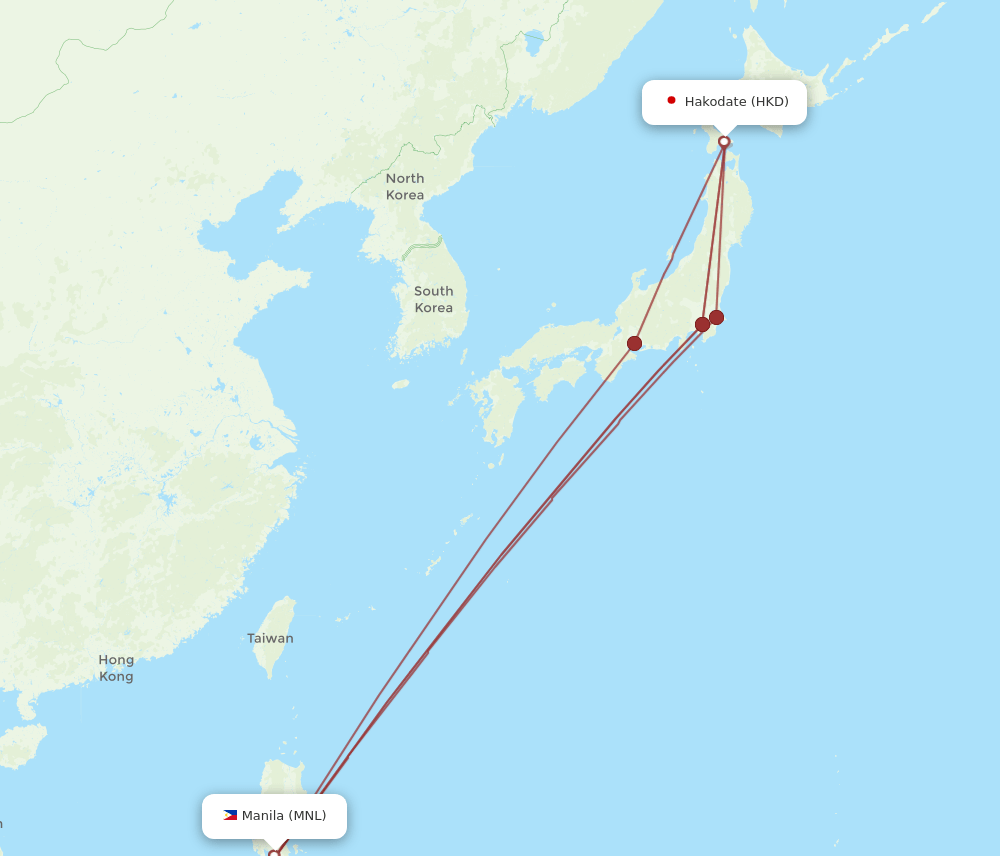 MNL to HKD flights and routes map