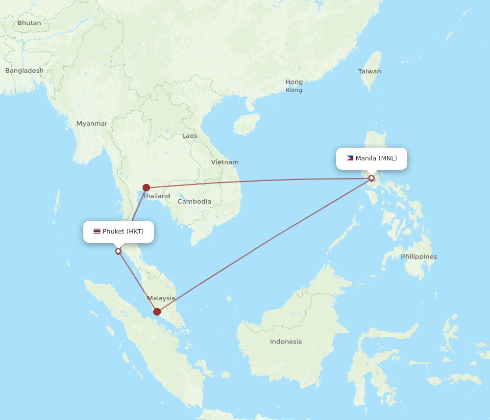 MNL to HKT flights and routes map
