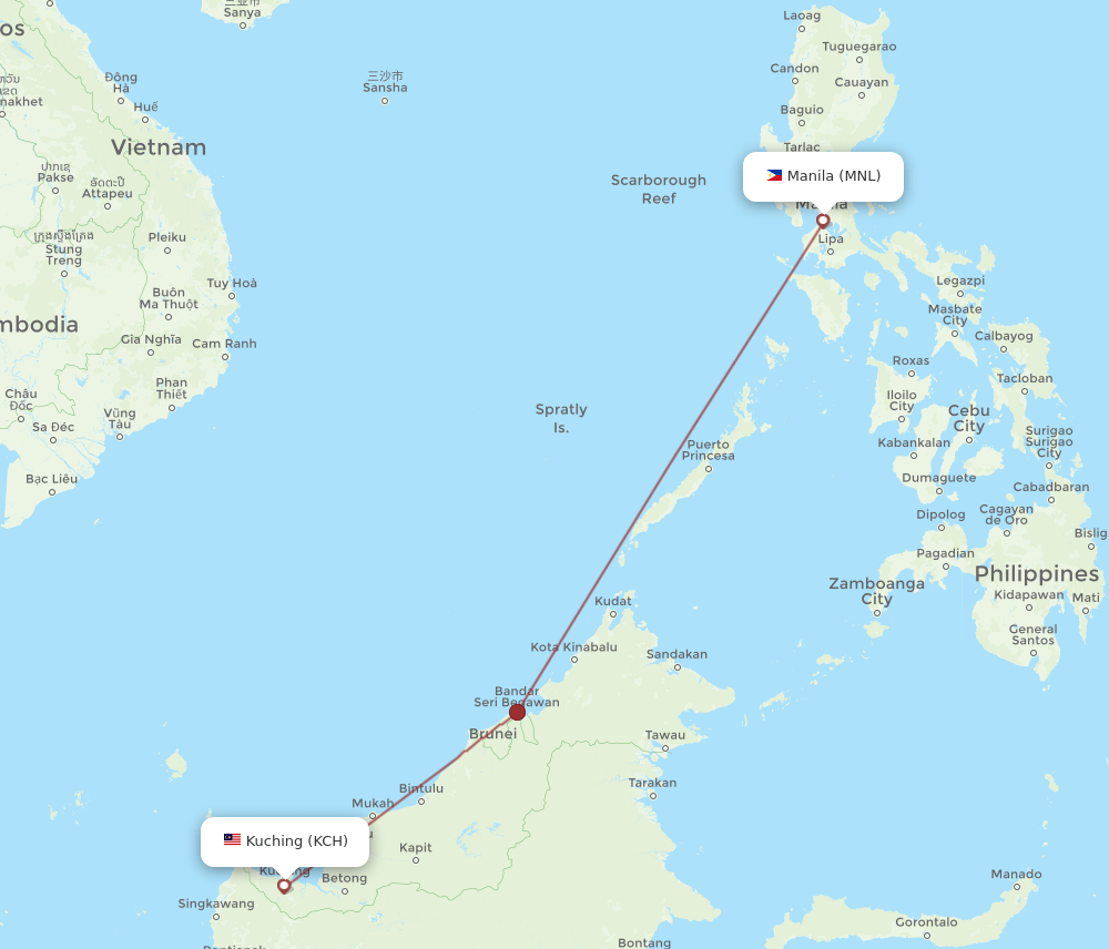 MNL-KCH flight routes