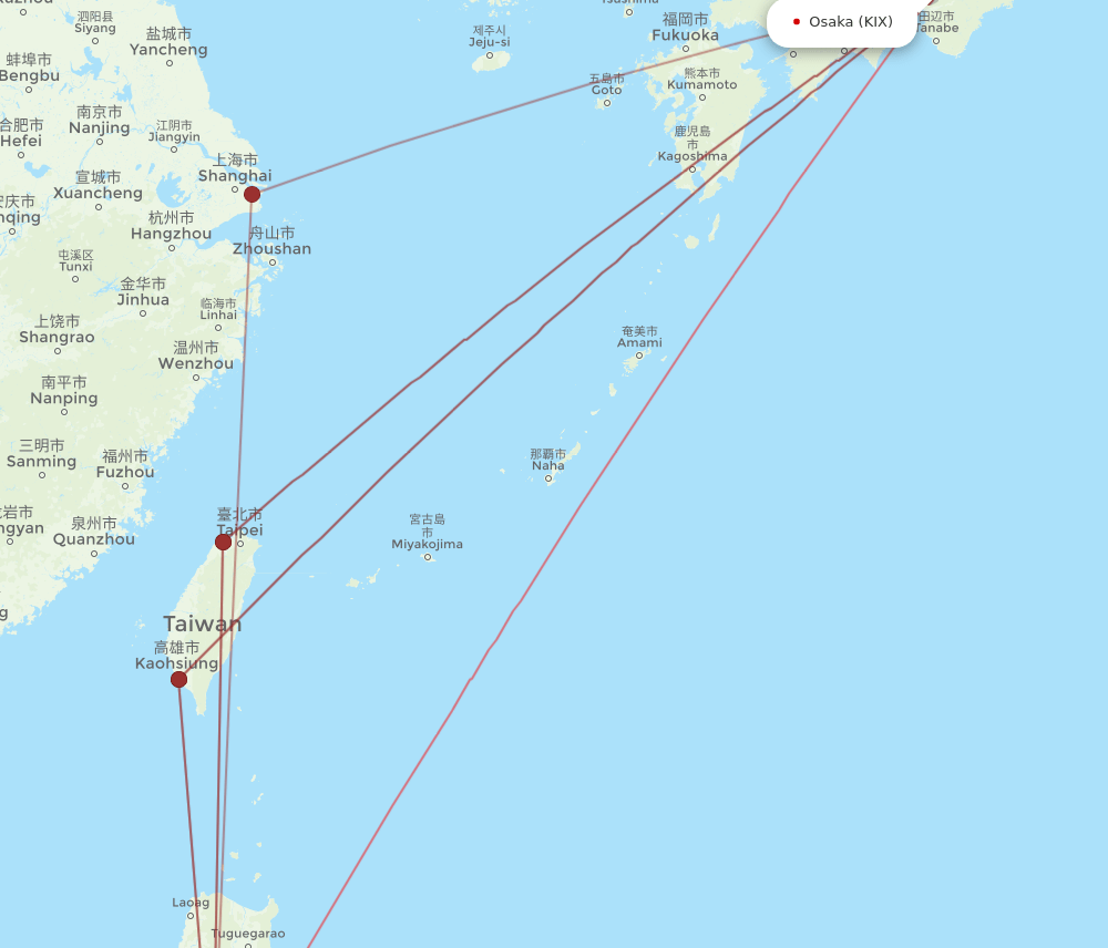 MNL-KIX flight routes