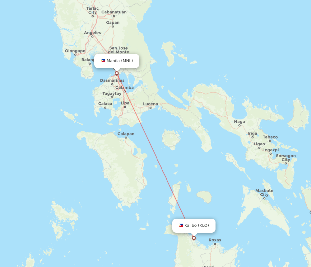 MNL to KLO flights and routes map