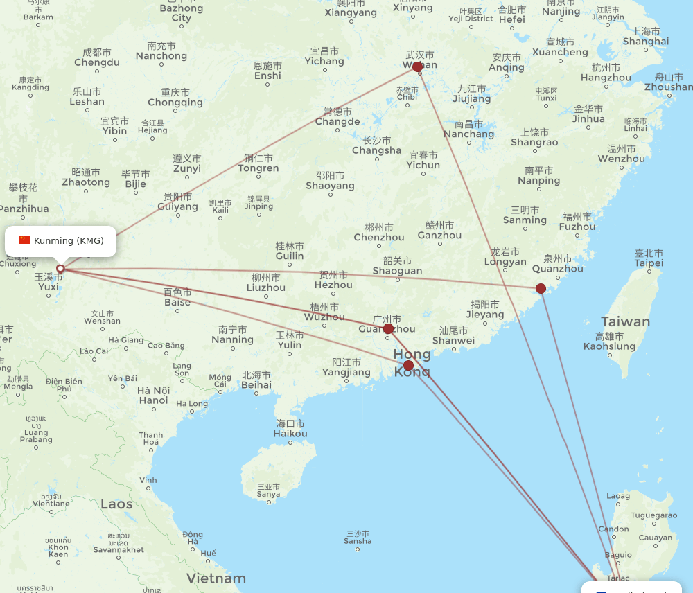 MNL-KMG flight routes