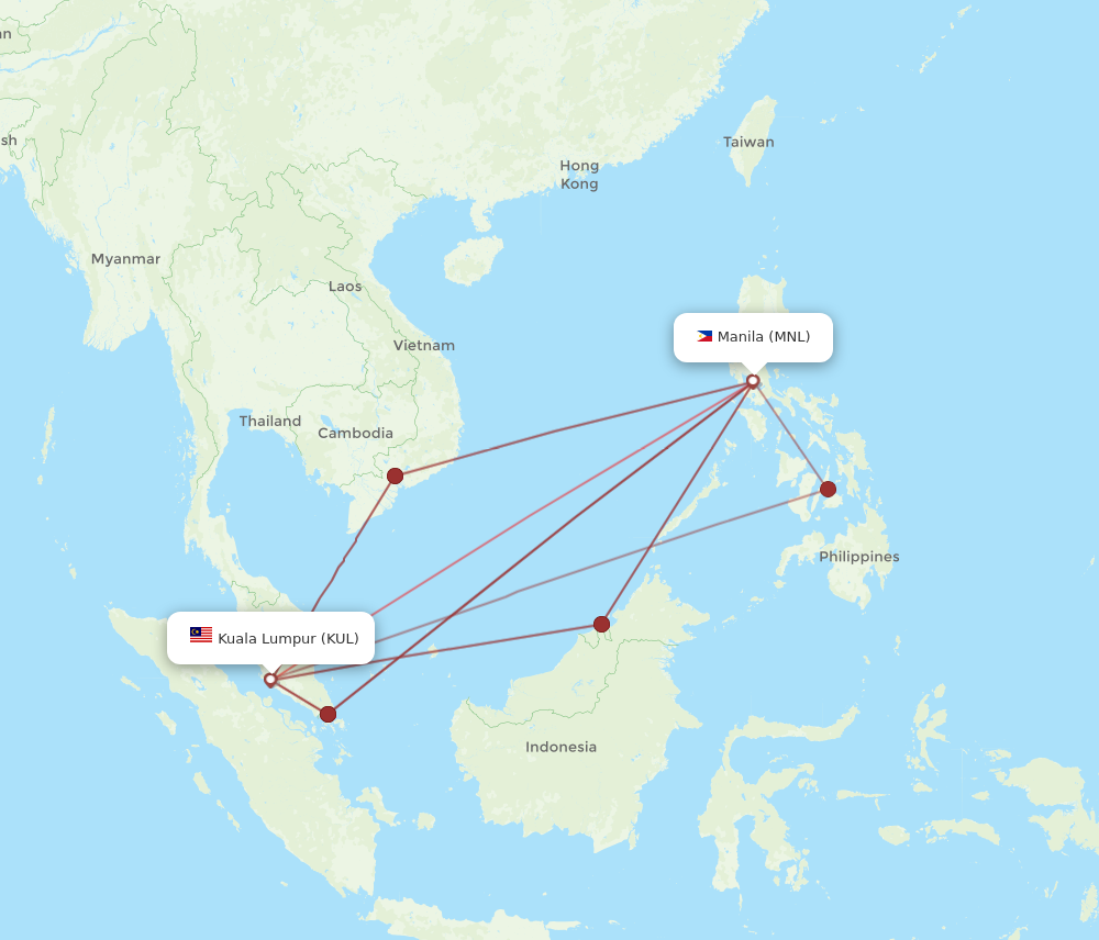 MNL to KUL flights and routes map