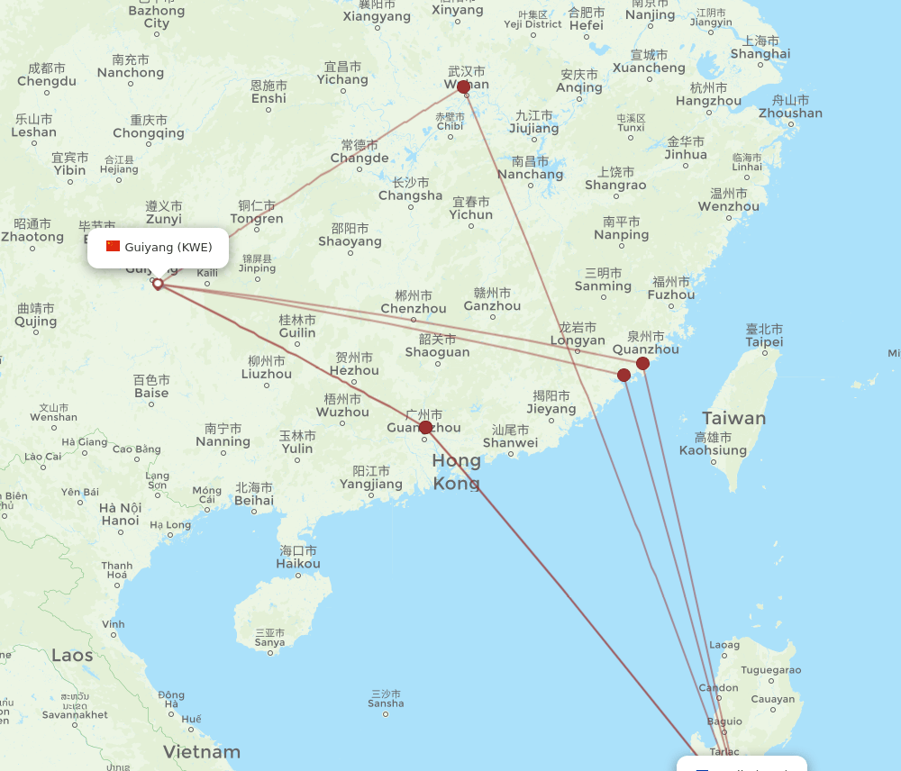 MNL-KWE flight routes