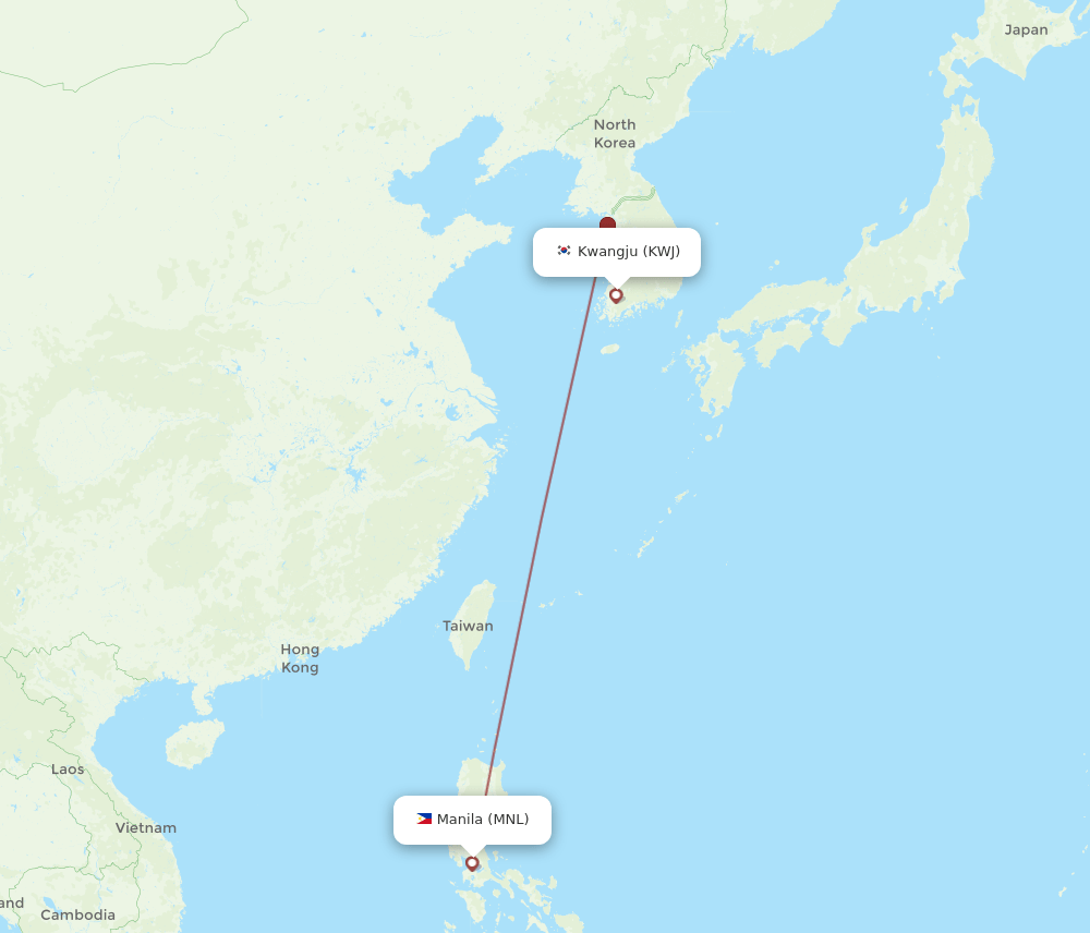 MNL-KWJ flight routes