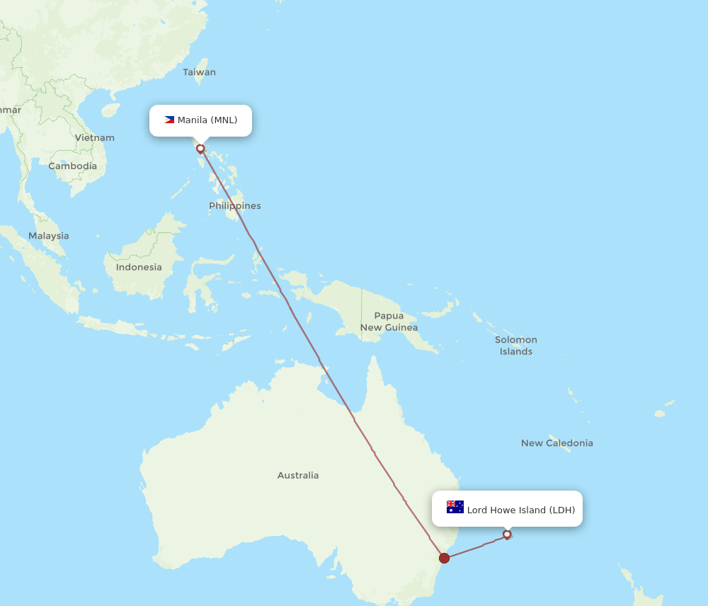 MNL to LDH flights and routes map