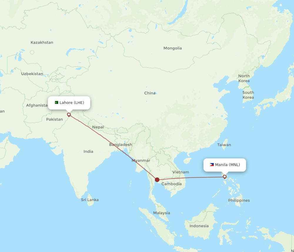 MNL-LHE flight routes