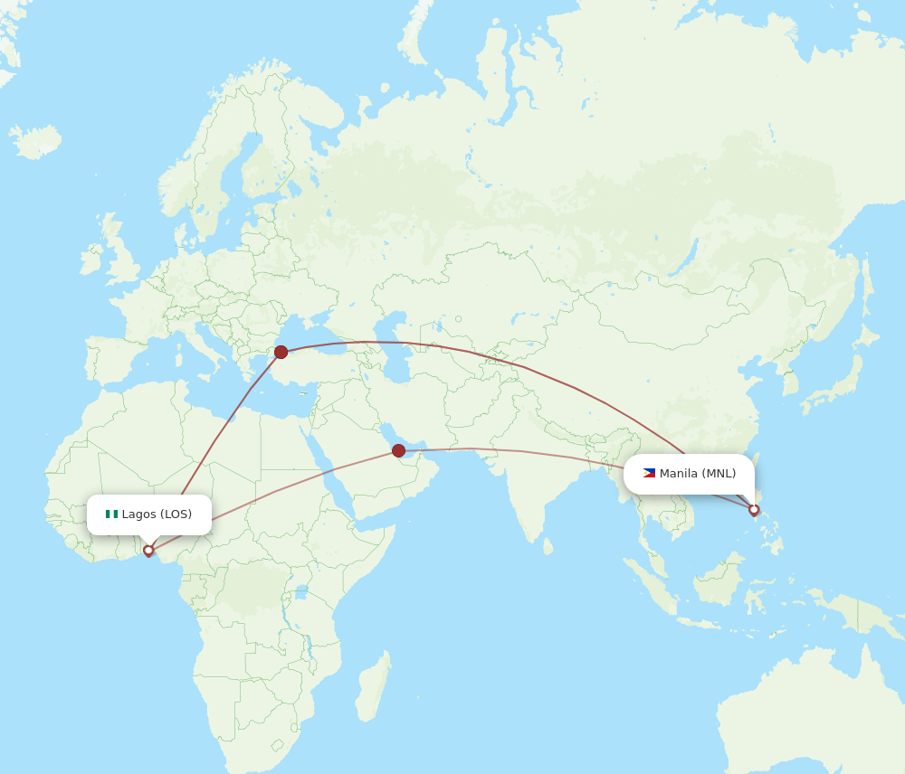 MNL-LOS flight routes