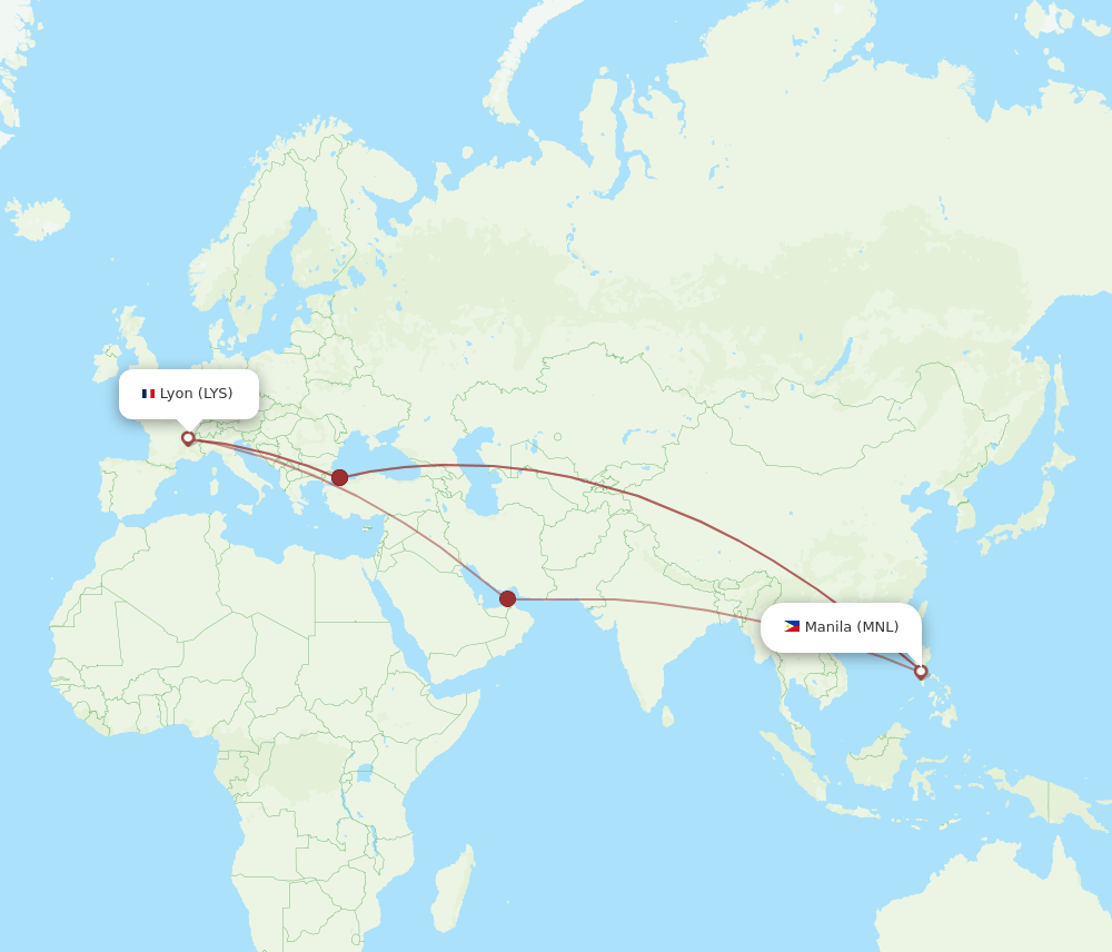 MNL-LYS flight routes