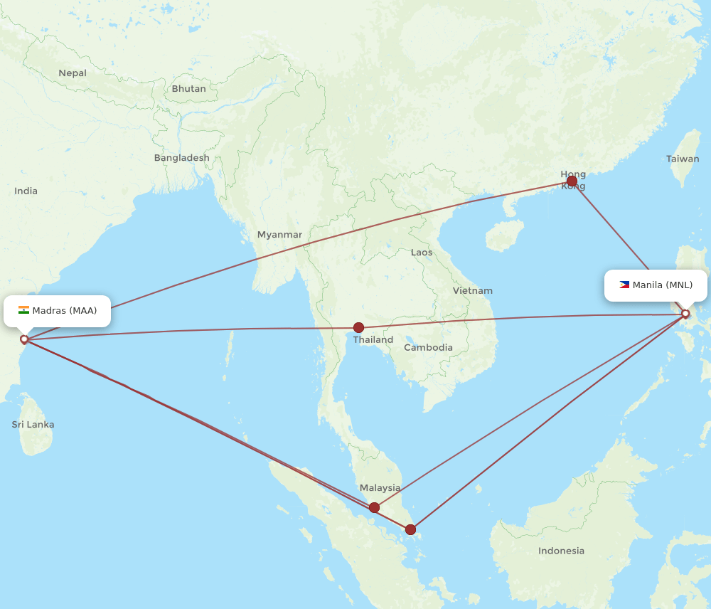 MNL-MAA flight routes