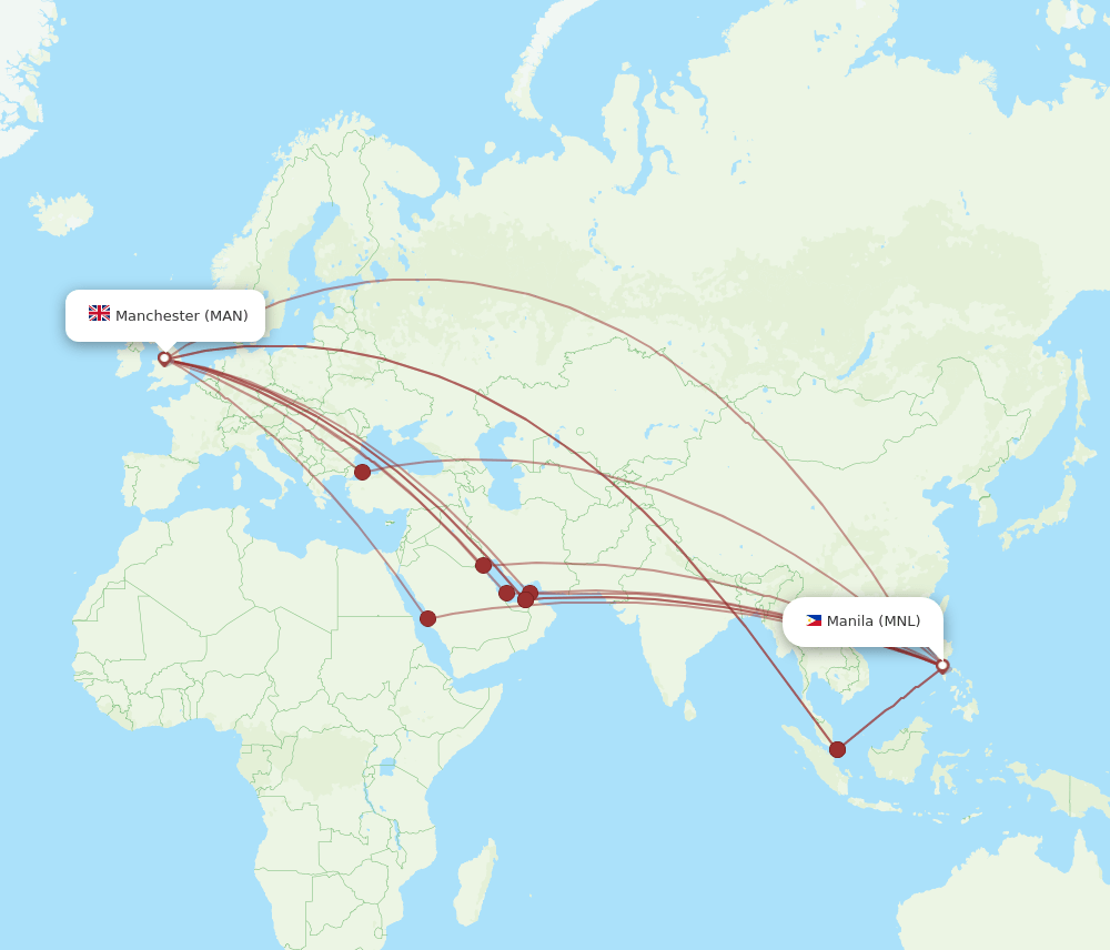 MNL-MAN flight routes