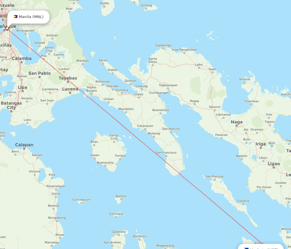 Manila - Masbate route map and flight paths
