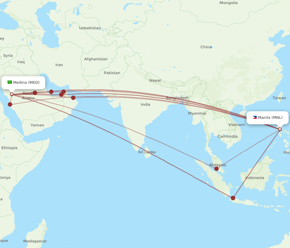 MNL-MED flight routes