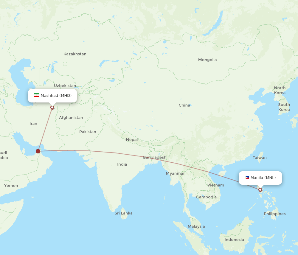 MNL-MHD flight routes
